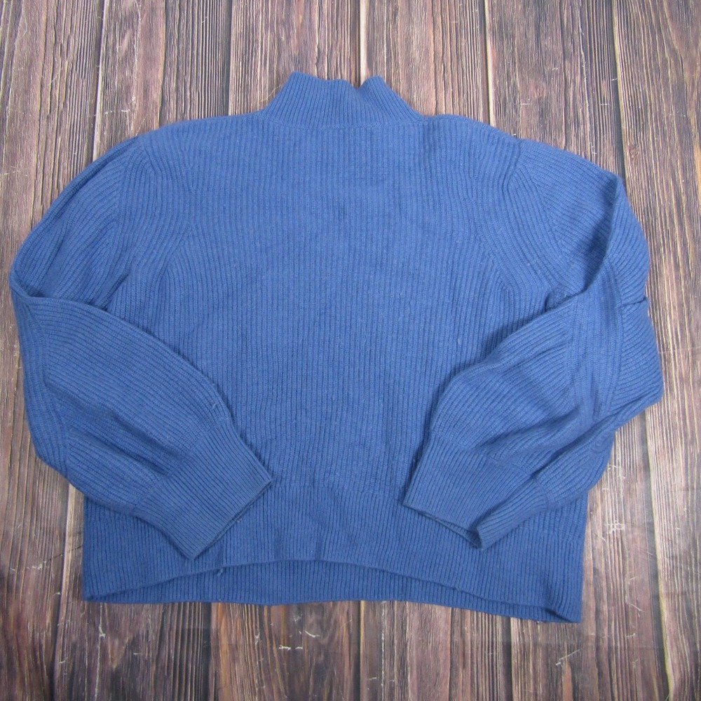 & Other Stories Cozy Blue Mock Neck Turtleneck Sweater Thick Warm Knit / Medium - Picture 4 of 6
